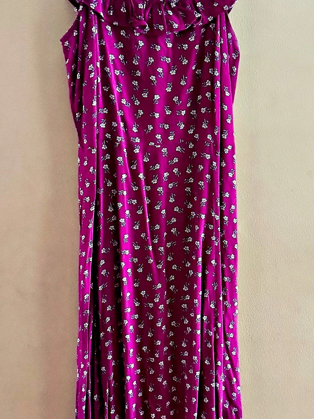 Loft Plum Purple Ditsy Floral Ruffle Strap Midi Dress - Size 0